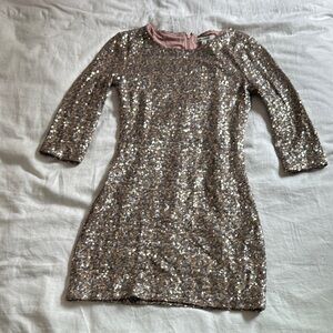 BB Dakota Gold Sequin Dress 3/4 Raglan Sleeves ✨